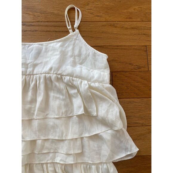 Who What Wear women's ivory Tiered Ruffle Sleeveless Spaghetti Strap top Small - Picture 3 of 8